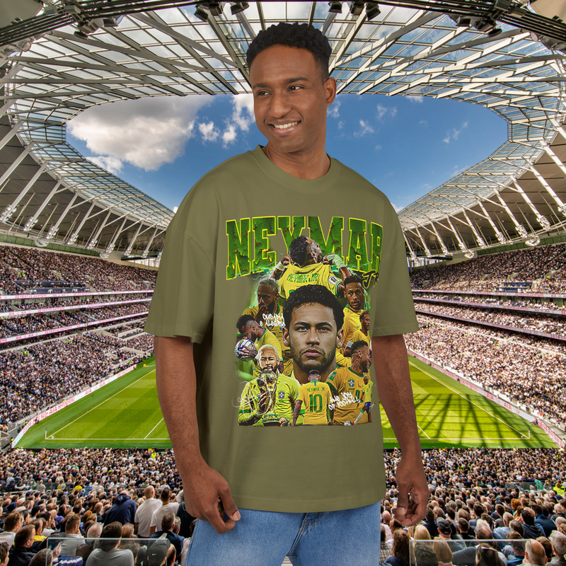 Neymar Junior Football Streetwear Shirt Limited Edition Olive Green And Black 100% Airlume Cotton Unisex