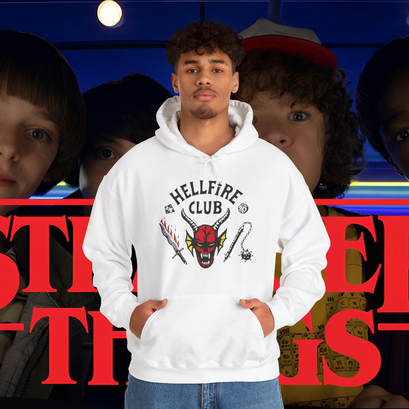 Hell Fire Club Stranger Things White Hoodie Premium Unisex