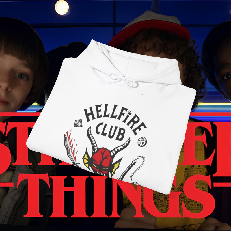 Hell Fire Club Stranger Things White Hoodie Premium Unisex