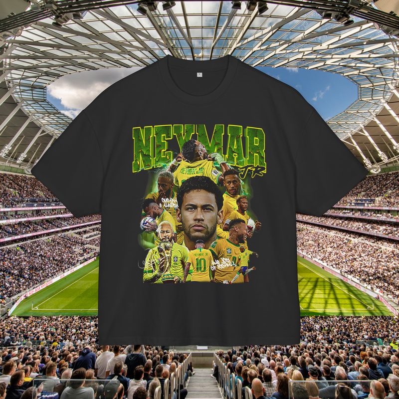 Neymar Junior Football Streetwear Shirt Limited Edition Olive Green And Black 100% Airlume Cotton Unisex