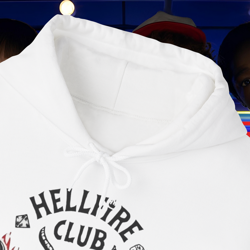 Hell Fire Club Stranger Things White Hoodie Premium Unisex
